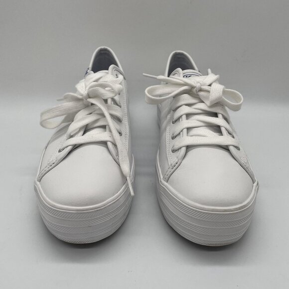Keds Triple Kick Leather Platform Shoes Womens Size 9 White Sneakers Preppy - Picture 2 of 13